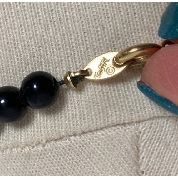 Vintage 80s Trifari Black Gold Beaded Necklace St… - image 5