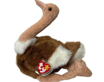 Ty Beanie Buddy Stretch the Ostrich 16 pollici Beanie Baby 1998 Tag protetti
