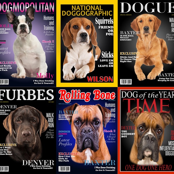 Pet Canvas Art Portrait | Dog Magazine Covers | Custom Pet Portrait | Custom Pet Art | Personalised Dog Prints