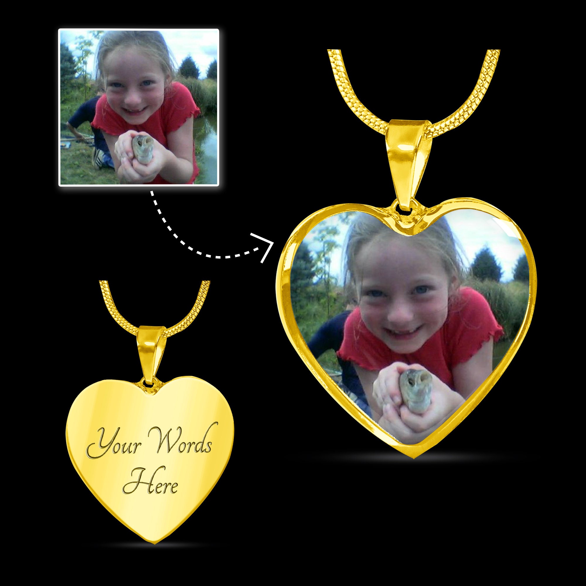 Personalized Heart Pendant Necklace With Photo Custom Heart Etsy