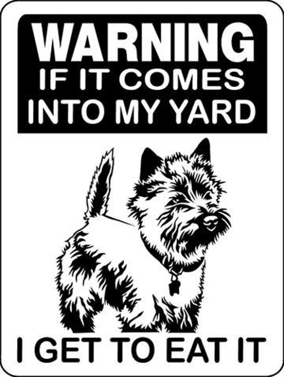 CAIRN Terrier WARNSCHILD Aus Aluminium – 30,5 X 20 Cm (A4), 0,5 Mm Stark, Mit Abgerundeten Ecken, Optionalen Befestigungslöchern