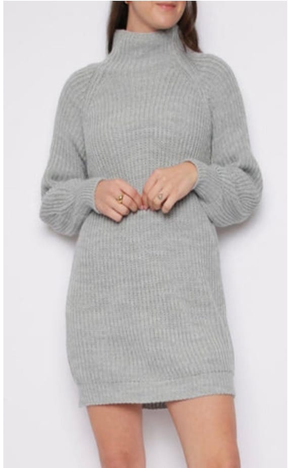 slim fit dress slacks Grey Knit Sweater Dress F1951 3XL