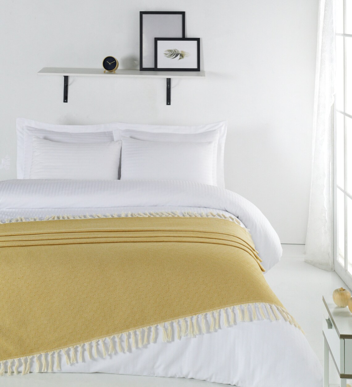 King Size Mustard Diamond Bed Blanket Throw Blanket Etsy