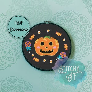 Cute Pumpkin Jack Cross Stitch Pattern (PDF Pattern)