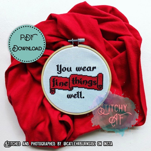 You Wear Fine Things Well - OFMD Cross Stitch Pattern - Our Flag Means Death