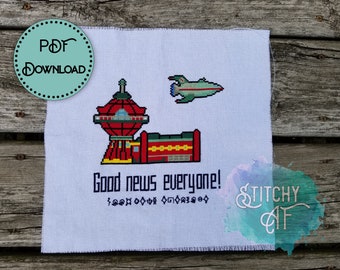 Good News Everyone Cross Stitch Pattern - English and Alienese