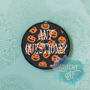 Noch Fragen? - Halloween Kreuzstich - Kürbis Kreuzstich