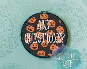 Any Questions? - Halloween Cross Stitch - Pumpkin Cross Stitch