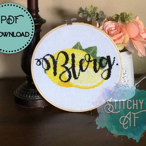 Blerg Cross Stitch Pattern - Liz Lemon Cross Stitch - 30 Rock Cross Stitch - Snarky Cross Stitch