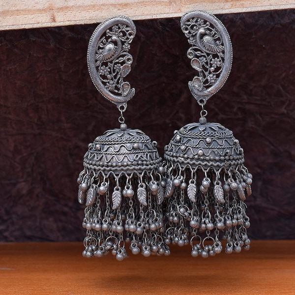 Zuri Afghani Tribal Jhumka Chain Earrings main image 0