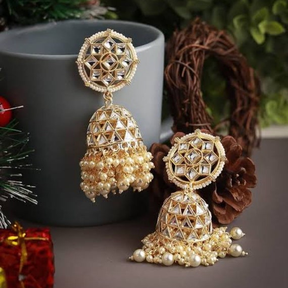 Traditional pearl jhumka earrings discount