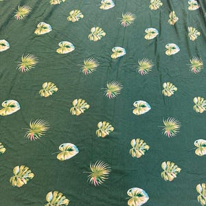 Green Tropical Palm Leaf Jersey Knit Fabric 1 Yard- with tails Sewing Crafting Apparel Material Clothing Monstera leaves