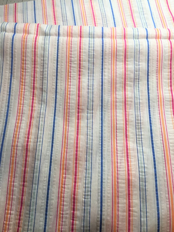 Vintage Stripe Seersucker Fabric by the Yardtutti Fruitti Etsy