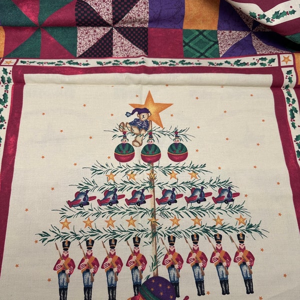 37303 Toy Tree by Past & Presents for Daisy Kingdom Quilting Panel Vintage Cotton Fabric Quilt Topper Christmas Rocking Horse Holly Soldier