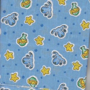 Vintage Blue Ocean Sea Creatures Cotton Woven Fabric-By the Yard Octopus, Starfish, Fish Coastal Nautical Beach Novelty
