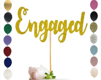 Engagement Cake Topper, Glitter Wedding Decor