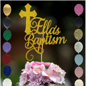 31. Christening Cake Topper, Baptism Cake Topper, Any Name Customised Gold, Personalised Cake Topper