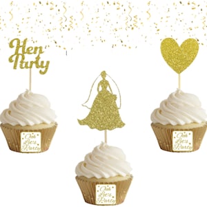 Hen Party Cupcake Toppers, Glitter Cake Topper
