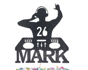 DJ Cake Topper, Choose Your Name, Age & Colour, Party, Celebration.
