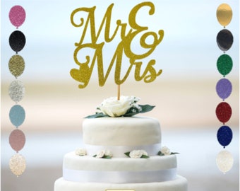 Mr & Mrs Cake Topper, Wedding Cake Topper, Marriage Cake Topper, Customised Gold Silver