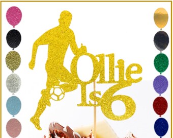 Fußball Cake Topper, personalisierte Cake Topper, Hochzeitstorte Topper, Mittelstück, Glitzer,