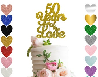 Golden Wedding Anniversary Cake Topper, 50th, Party, Premium.