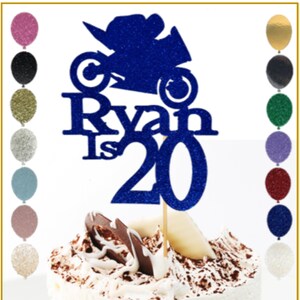 169. Motorbike Cake Topper, Personalised Name & Age Cake Topper, Birthday Cake Topper