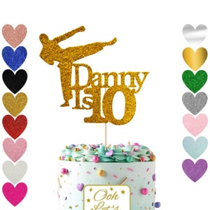 145. Karate Cake Topper, Taekwondo, Cake Topper, Martial Arts Cake Topper, Birthday Cake Topper, Glitter, Gold, Party