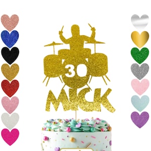 147. Personalised Birthday Cake Topper With Guitar, Music, Wedding, Party, Glitter.