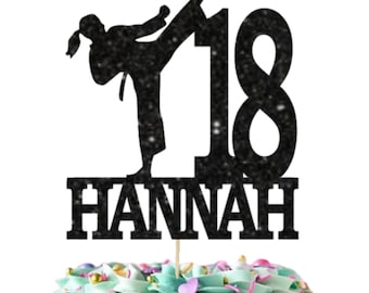 Karate, Taekwondo, Judo Cake Topper, Choose Your Name, Age & Colour, Party, Celebration.