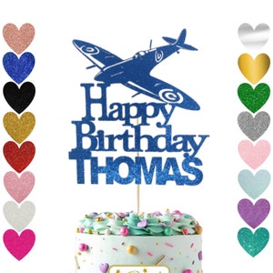 97. Personalised Spitfire Cake Topper, Choose Your Name & Colour