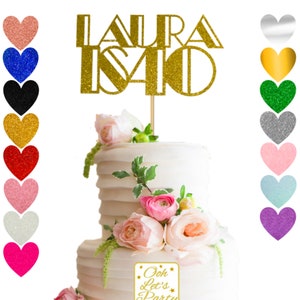 Gepersonaliseerde verjaardagstaarttopper, glitter, verjaardag, bruiloft, premium