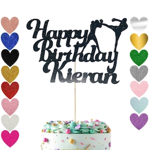 Personalised Marital Arts Cake Topper, Premium, Glitter, Birthday.