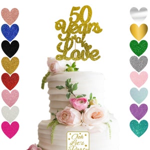 Golden Wedding Anniversary Cake Topper, 50th, Party, Premium.