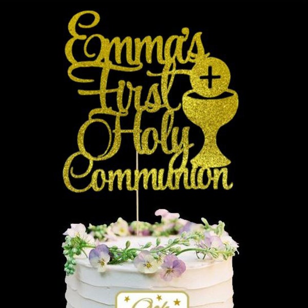 137. Holy Communion Cake Topper, Choose Your Name & Colour, Cake Decoration