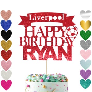 80. Football Cake Topper, Choose Any Name & Team, Premium, Glitter, Birthday