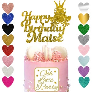 107. Personalised Cute Frog Cake Topper, Birthday, Cake Decoration.