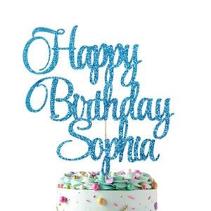 66. Personalised Birthday Cake Topper, Glitter, Premium, Custom, Centre Piece