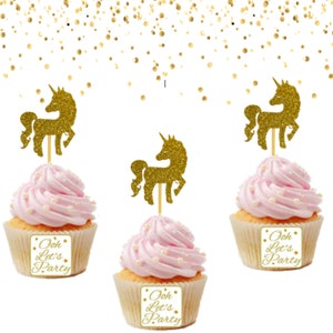 Eenhoorn Cupcake Toppers, Glitter Taart Topper