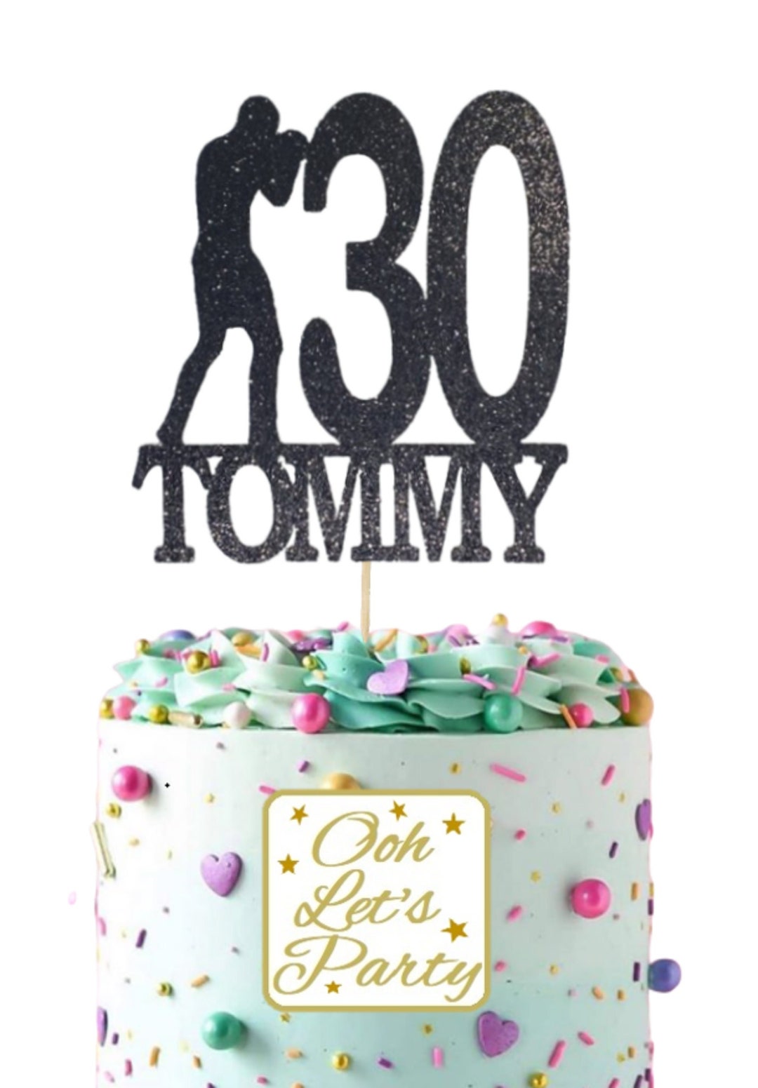 Boxer Cake Topper, Choose Your Name, Age & Colour, Party, Celebration ...