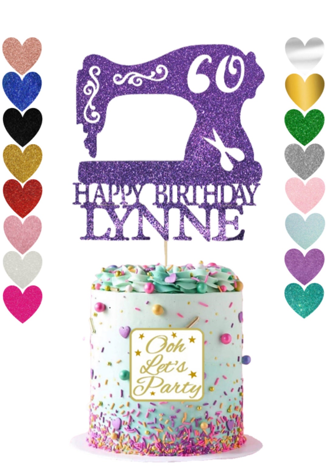 39. Personalised Sewing Machine Cake Topper Glitter Etsy