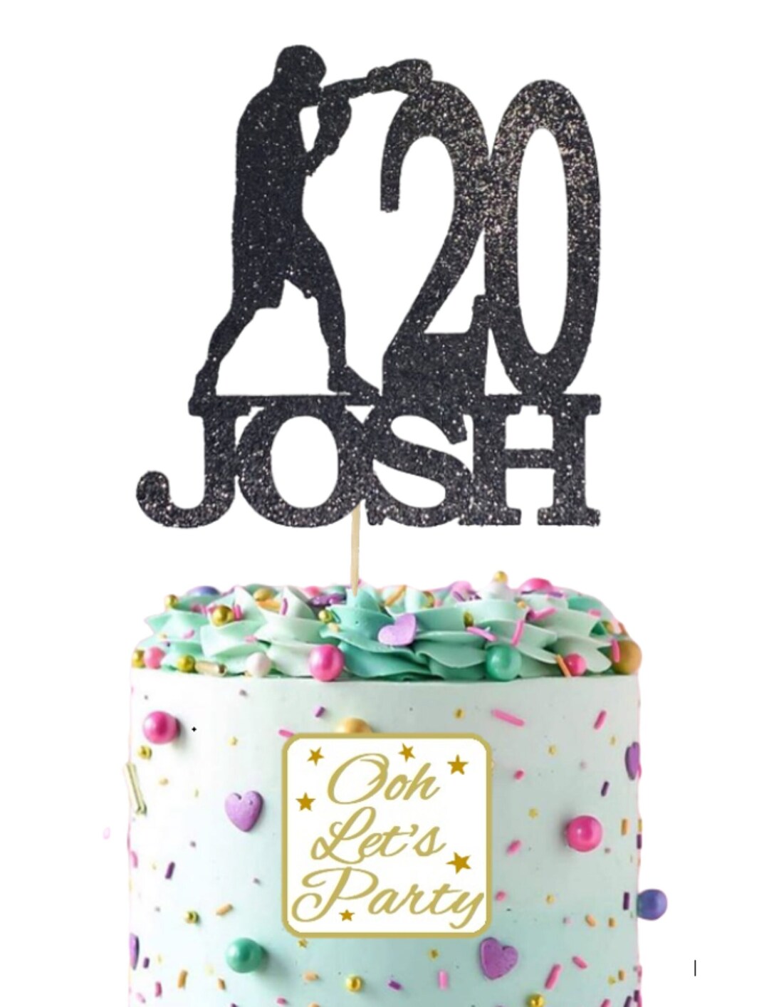 Boxer Cake Topper, Choose Your Name, Age & Colour, Party, Celebration ...