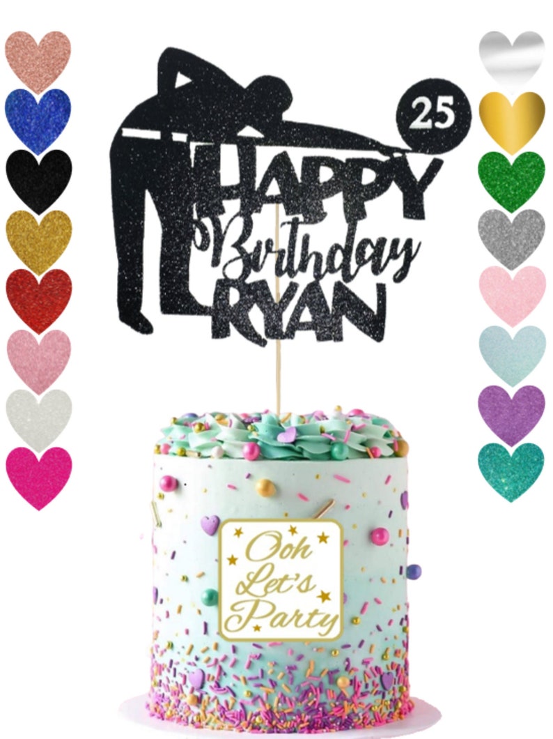 birthday cake topper SnookerPool Player Cake Topper premium glitter Cake decoration Choose Your Name /& Age
