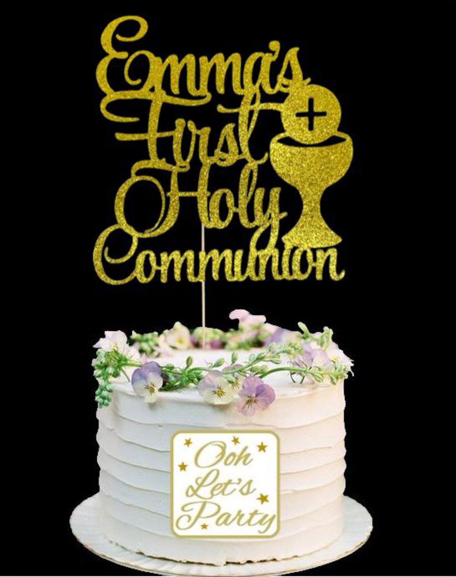 137. Holy Communion Cake Topper Choose Your Name & Colour Etsy