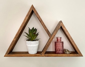 Rustic Triangle Shelf, Floating Geometric Mountain Shelves wall art handmade from Reclaimed Wood, Wall Decor, geometric wood wall art