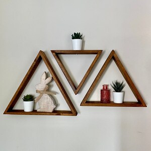 Rustic Triangle Floating Geometric Shelves handmade from Recycled/Reclaimed Wood, Set of 3! Wall Decor, Trending Now, Made in the UK!