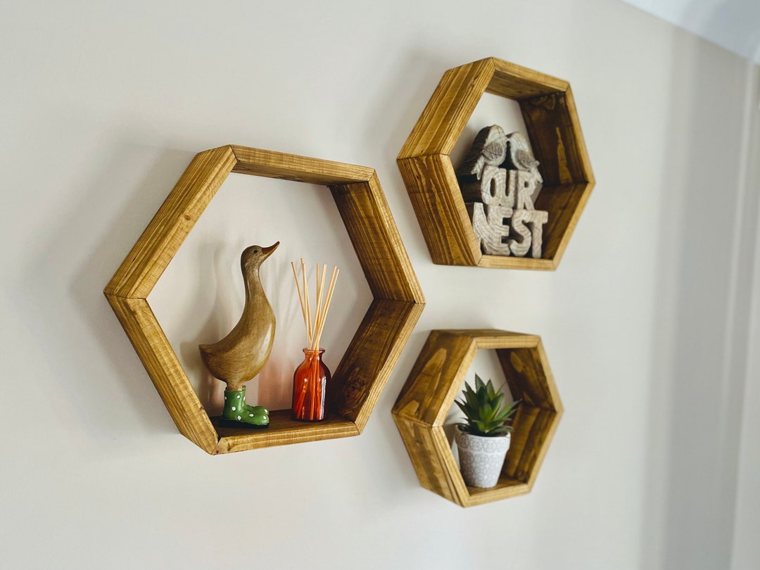 Hexagon Shelves Set of 3 Handmade in the UK From Rustic Etsy