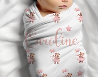 Personalized Baby Swaddle Blanket Gift for Baby Girl Newborn Name Blanket Custom Name Baby Shower Gift Custom Baby Girl Swaddle Blanket Gift