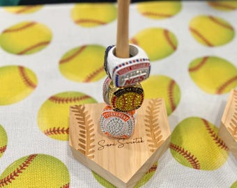 Porta-anéis de softball, presente ideal para jogadora de beisebol adolescente, organizador de joias, presente para formatura, lembrança para filha atleta ou filho.