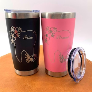 Personalized Tooth Tumbler Engraved Dental Coffee Cup Dentist Hygienist Travel Mug Gift Insulated Drinkware Graduation Gift Dental Tumbler